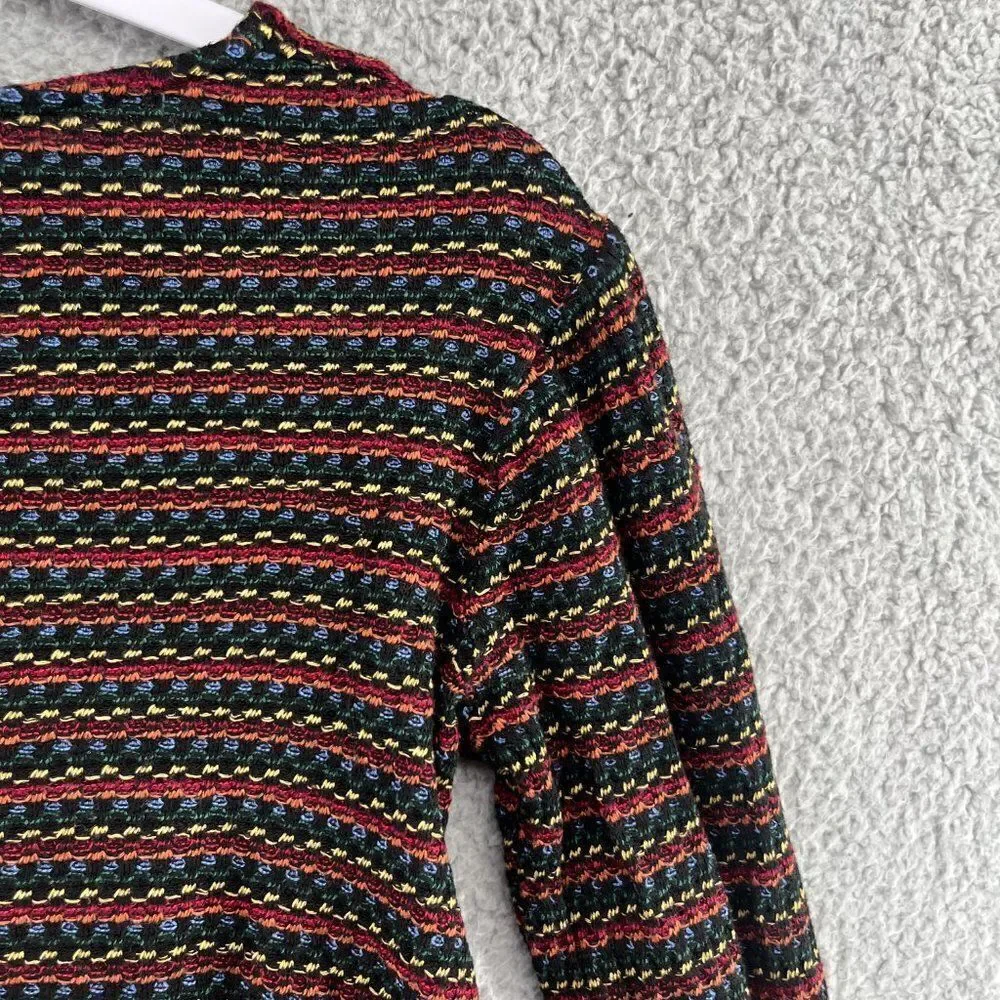 Anthropologie eri + ali woven striped long sleeve cropped top balloon sleeve XXS